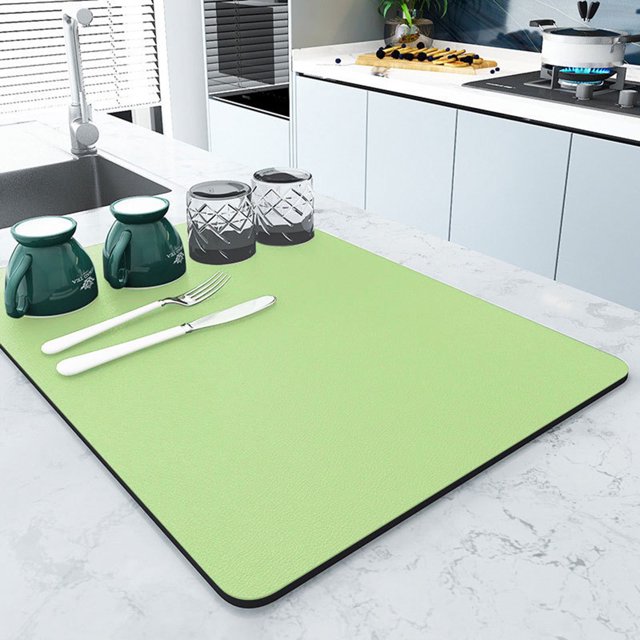 Tapete protector para encimera de cocina Ywbawe, tapete absorbente de tierra de diatomeas suave, escurridor de tazas y platos, reposapalillos, tapete de drenaje antideslizante para una fácil limpieza