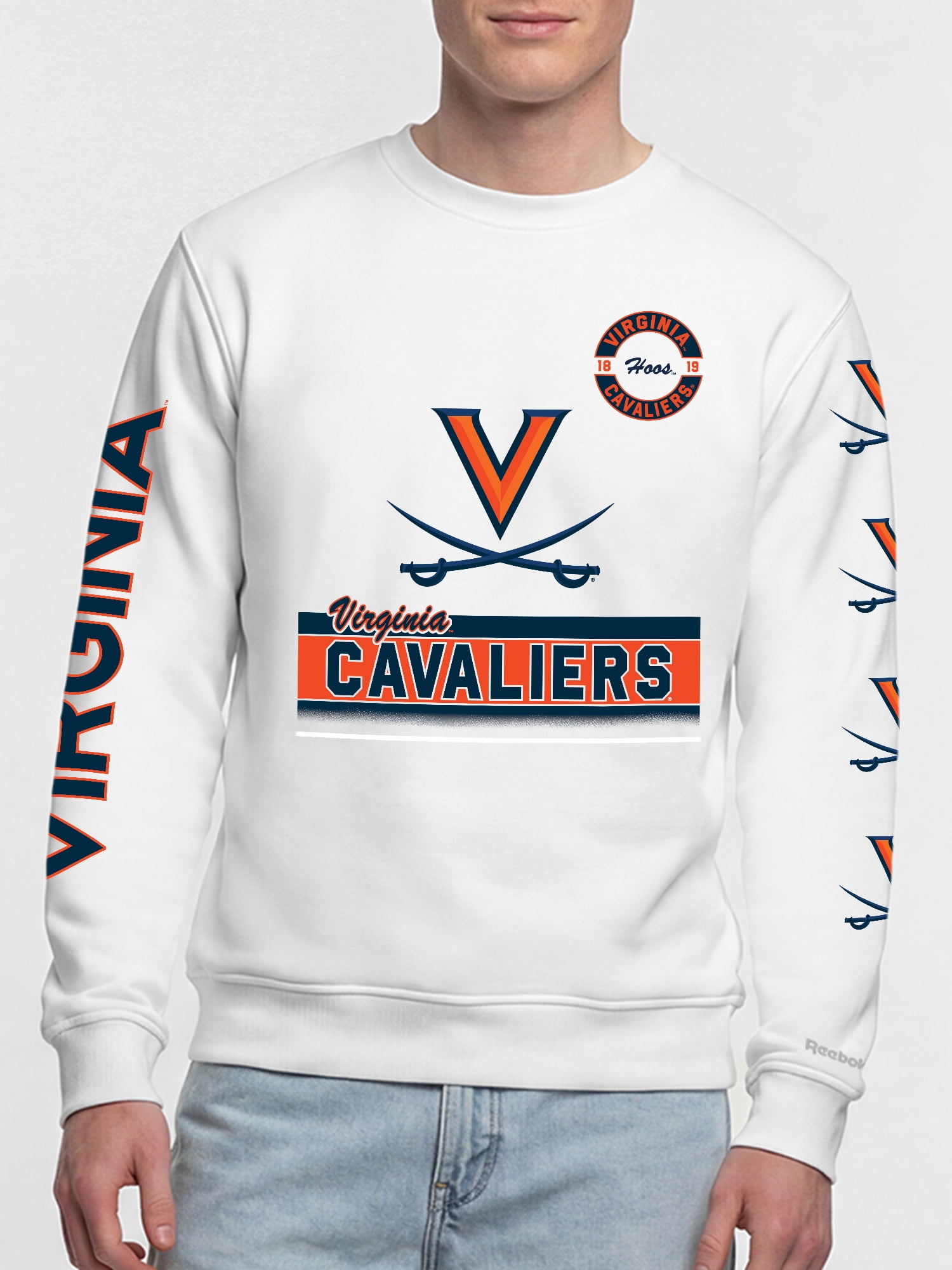 Virginia Cavaliers Reebok Mens White Crew Sweatshirt