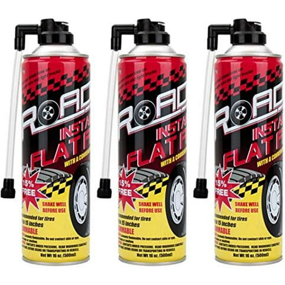 Road Instant Fixes Flat Tire Easy Hose Tire Inflator Air Filler Sealant 16oz (3 Pack)
