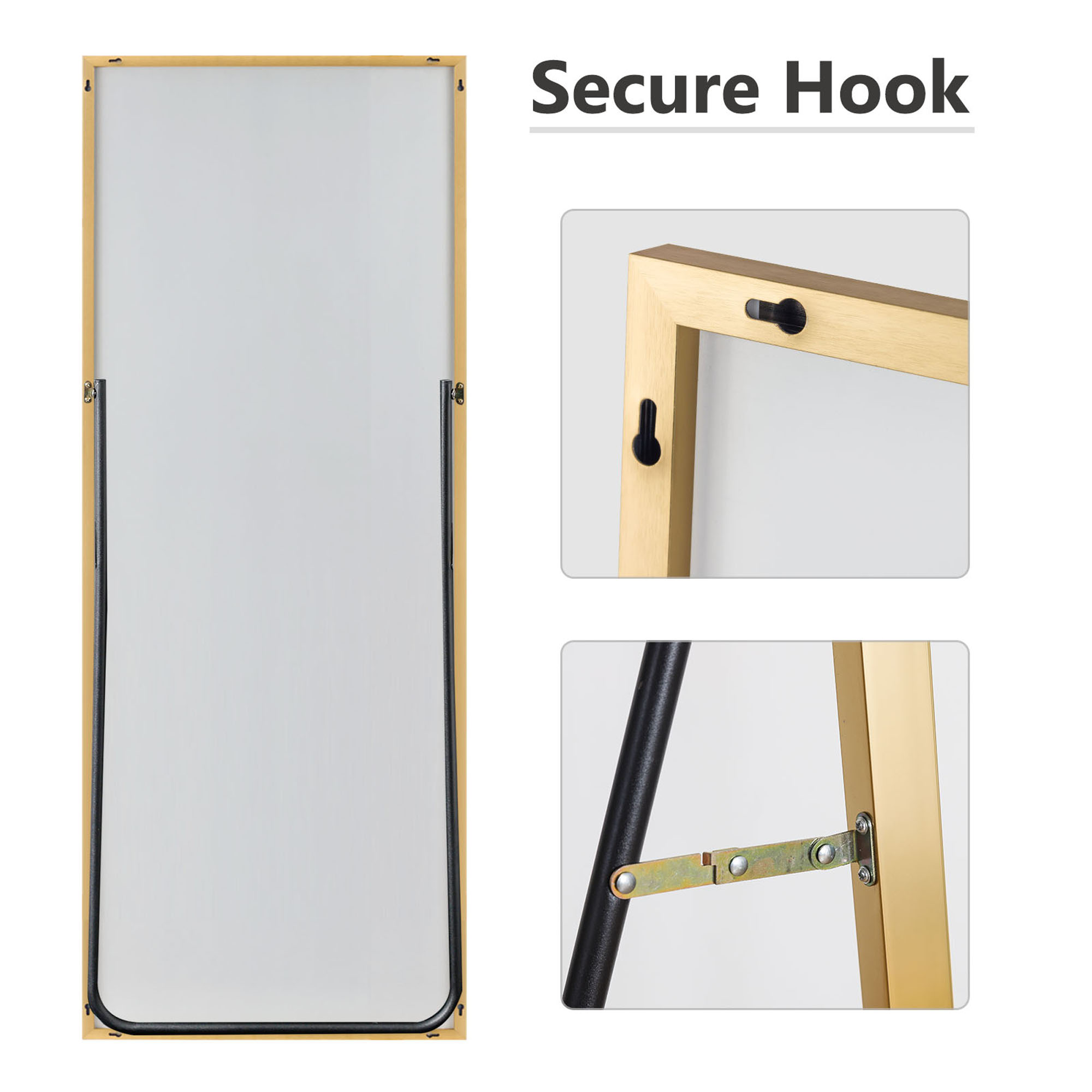 30 in x 70 in Rectangle Gold Modern Floor Mirror