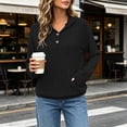 thumbnail image 2 of LEAVINGSUO Fall Tops for Women 2026 Casual Long Sleeve Button Thin Version With Pockets Hooded Collar Coat Black S, 2 of 9