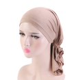 thumbnail image 2 of MSJUHEG Braid Turban Cap Twisted Braid Hat Braid Head Wrap for Women Beading Braid Hat Ruffle Cancer Wrap Cap Sleep Caps Hats for Women Fascinators Hats for Women Polyester 1PC Hat Khaki One Size, 2 of 4