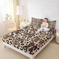 thumbnail image 4 of jejeloiu Leopard Print Bowknot Twin Sheet Sets,Girls Brown Bow Bedding For Girl Kids 3 Pieces, 4 of 7