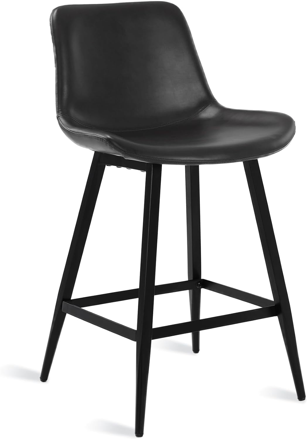 Dycanpo 24” Counter Height Bar Stools Set of 4, Modern Faux Leather, for Home Kitchen, Black