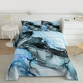 thumbnail image 2 of Feelyou Watercolor Marble Women Queen Comforter Set, Luxury Fashion Marbling Blue Bedding Sets, Chic Abstract Ombre Reversible Bedding Comforter Set, Lightweight Room Decor, 3-Piece, 2 of 8