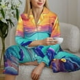 thumbnail image 6 of Picia Hawaiian Island Dolphin Pattern Women’s Long-Sleeve Sleepwear Set - Soft 2-Piece Loungewear with Pockets, Comfy PJs for Relaxing Nights-X-Large, 6 of 7