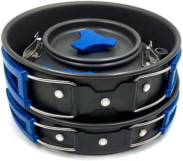 Camping Cookware Set Kit, Backpacking Gear Cooking Equipment, Portable Non Stick Pot Pan Cook for Outdoors Hiking
