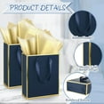 thumbnail image 2 of 24 Pack Navy Blue Metallic Gift Bags with Handle & Tissue Paper - Gold Foil Wedding Birthday Party Return Gifts, 2 of 5