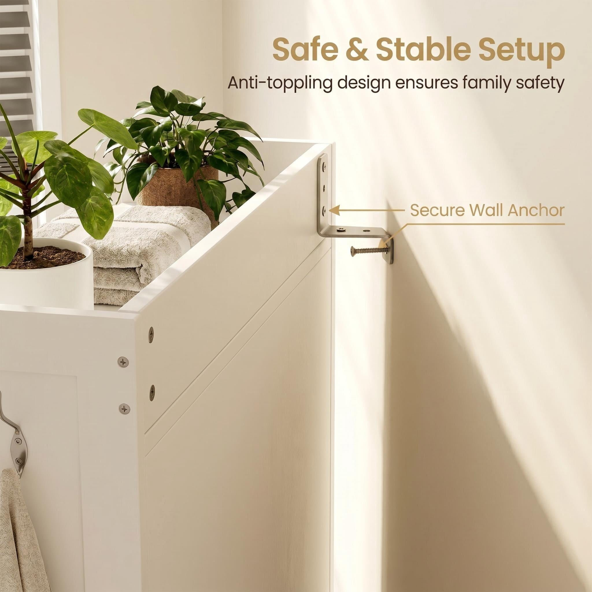 Lofka Over The Toilet Storage Cabinet, Freestanding Bathroom Shelf with Adjustable Shelf and Anti-Tip, White