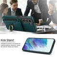 thumbnail image 4 of For Samsung Galaxy S21 Wallet Case with Card Holder, 360°Rotation Ring Holder Kickstand, 4 Card Slots PU Leather Case, RFID Blocking Magnetic Clasp Protective Cover,Green, 4 of 16
