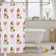 thumbnail image 3 of Manfei Christmas Cat Shower Curtain 72Wx84L, Bow Kitten Bathroom Shower Curtain, White Pink, 3 of 5