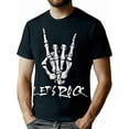 thumbnail image 1 of Let's Rock" T-Shirt Graphique Main Squelette - 100 % Coton, 220g, T-Shirt Noir Décontracté avec Impression Numérique Lavable en Machine, Manches Courtes, Col Rond pour Toutes les Saisons, 1 of 7