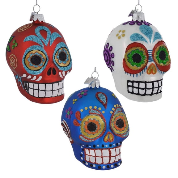 Noble Gems‚Ñ¢ Sugar Skull Glass Ornaments, 3 Assorted