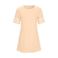 thumbnail image 6 of Women's Casual Summer Dress Short Sleeve Crewneck A-Line Midi Dress Eyelet Lace Hollow Out Detail Loose Fit Flattering Tunic Dress Daily Wear Party Apparel, 6 of 8