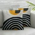 thumbnail image 3 of ONETECH Boho Stylish  Throw Pillow Covers Tribe Modern Round Arched Geometric Decorative Abstract Pillowcase for Bed Couch Living Room ,Tan and Black, 3 of 5