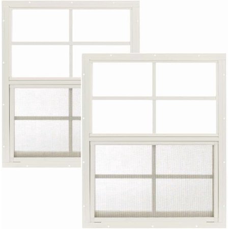 W1823W-BX2 18" W x 23" H Flush Mount Sliding Shed Window, White, Tempered Glass, 2 PK