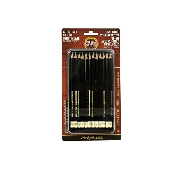 Juego De Lápices De Grafito Koh-I-Noor Toison D'Or, 12 Lápices Por Lata Y Blíster Cardado (Fa15021112Bc)