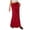 #007-Red, variant on TaTaai Women's High Waist Maxi Skirt Solid Color Linen Feel Elastic Waist with Side Slit A-Line Casual Long Skirt Summer Gift