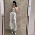 thumbnail image 3 of Fortune Women's Summer Outfits Backless Sling Short Tank Tops + High Waist Loose Pants Set, 3 of 8