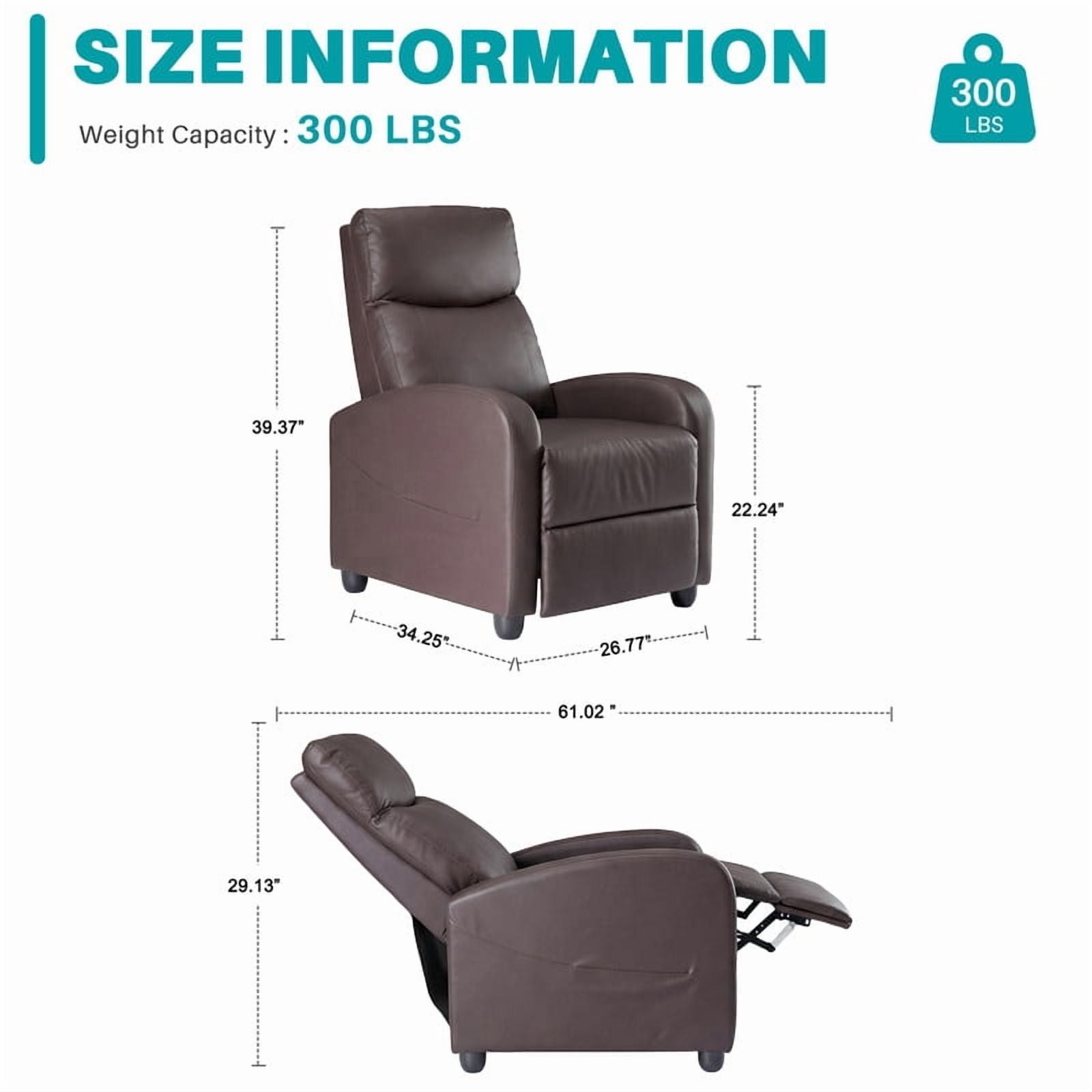 Gianna Massage Recliner Chair for Adults, Adjustable Home Theater Seating with Lumbar Support for Living Room, Modern Fabric Reclining, Brown