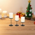 thumbnail image 4 of QSTDGVPW 3Pcs Pillar Candle Holder, Table Centerpiece Classic Desktop Ornament Candlestick Holder Candle Stand for Holiday Living Room Black Plate, 4 of 5