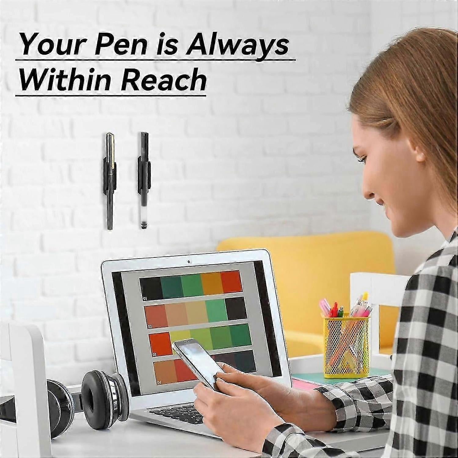 16Pack Adhesive Pen Holder Clipboard Pen Holder Stick On Pencil Holder Self Adhesive Silicone Pencil Marker Clip