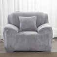thumbnail image 4 of CHOK 2024 Housse de Chaise en Velours de Luxe Extensible Lavable Gris Argenté, 4 of 7