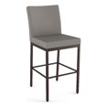 thumbnail image 1 of Amisco Perry Plus 26" Faux Leather Counter Stool in Taupe Gray/Dark Brown, 1 of 9