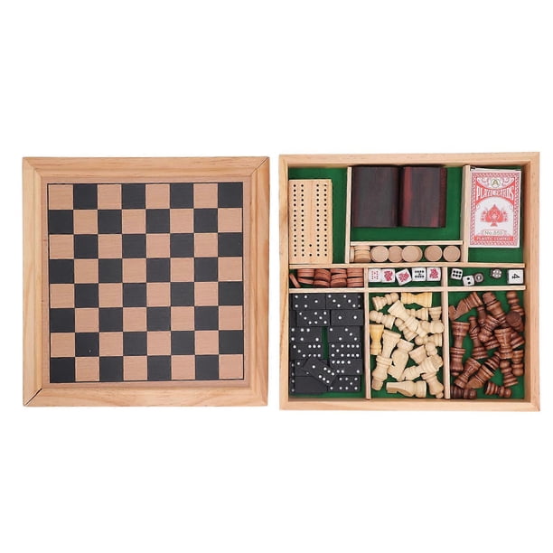 Wooden Chess Board Game Set Portable Lightweight Wooden Chess and Checkers Set Educational Chess Set for Home School Party