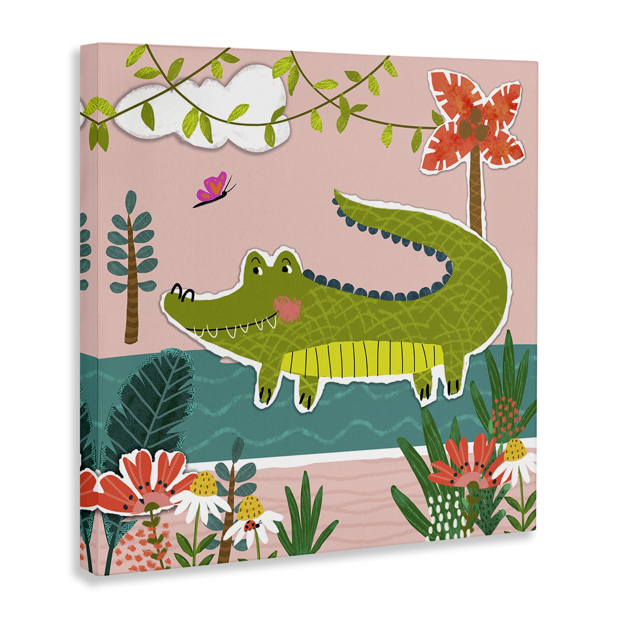 Stupell Industries Alligator In Swamp Animals Painting Wrapped Canvas Art Print Wall Art, 24 x 24