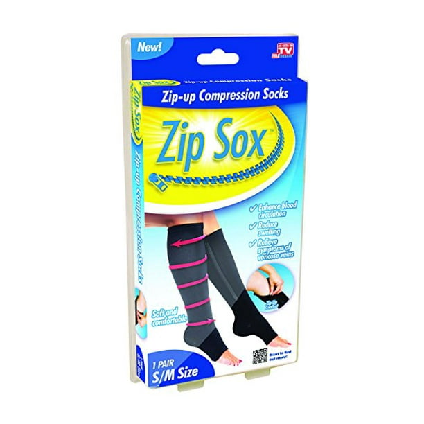 Zip Sox Compression Socks- Black- Small/Medium 