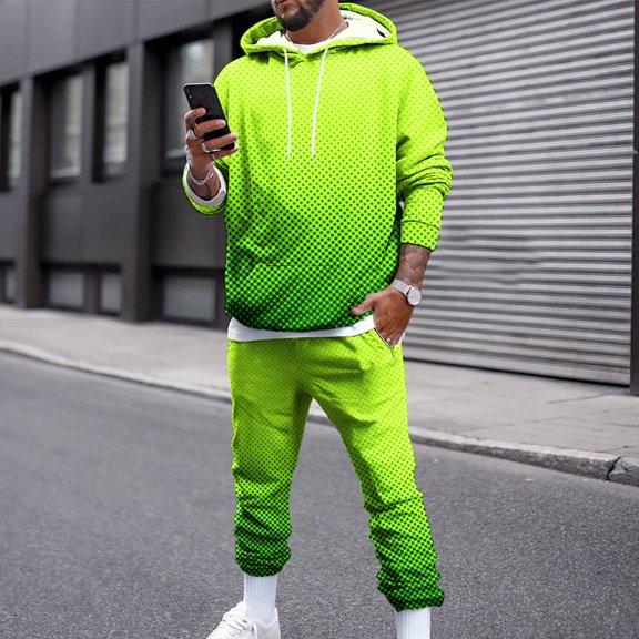 jsaierl Mens Tracksuits 2 Piece Long Sleeve Hooded Athletic Sweatsuits Casual Gradient Pullover Jogging Suit Sets