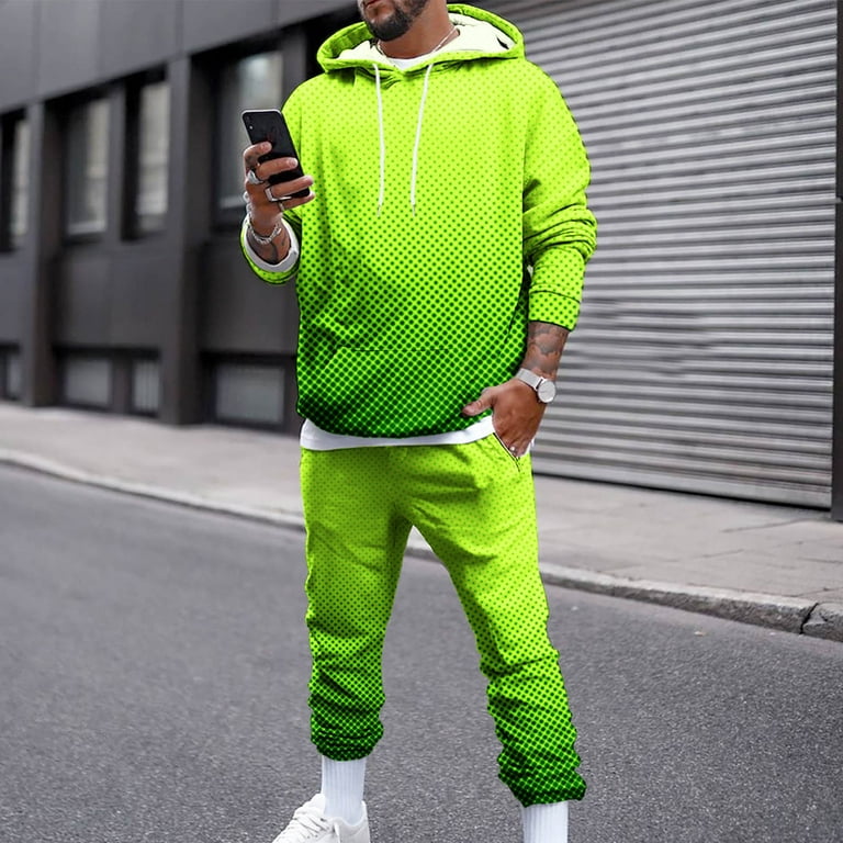 Hfyihgf Mens Sweat Suit Set Tracksuit Jogging 2 Piece Athletic Outfit  Hoodie Sports Sweatsuit Pullover Sets(Green,XL) 