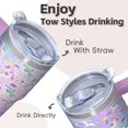 thumbnail image 4 of 20OZ Unicorn Themed Coffee Cup with Handle and Straw Double Wall Stainless Steel Insulated Travel Mug Tumbler Perfect Gifts for Women Mom Friends on Birthday Christmas Thanksgiving, 4 of 6