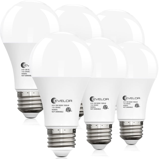 Bombillas LED evelor A19 13W 1500 lm 5000K base E26