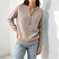 thumbnail image 5 of Edvintorg Sweaters for Women Casual Loose Button Knit Sweater Long Sleeve Crew Neck Pullover Top Plus Size Clothes for Women Khaki XXXXL, 5 of 9