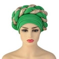 thumbnail image 3 of Clearance! Fdelink Turban Hat Winter Hats Fashion Women Beading Braid Hat Muslim Ruffle Cancer Beanie Wrap Cap Sleep Caps Satin Lined Hair Bonnets Green, 3 of 5