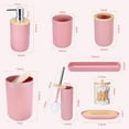 thumbnail image 2 of WSBArt 9Pcs Pink Bathroom Accessories Set - with Trash Can,Toilet Brush,Toothbrush Holder, Lotion Soap Dispenser, Soap Dish,Toothbrush Cup,Qtip Holder,Tray, 2 of 7