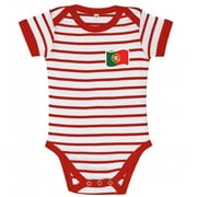 Portugal Striped Baby Bodysuit, Red & White - 6-12 Months