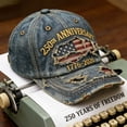thumbnail image 2 of WKSCLPAI 250 Year American Anniversary Hat - 1776–2026 Distressed Denim Embroidered Patriotic Baseball Cap, Washable & Adjustable Casual Baseball Caps for Men Women, 2 of 9