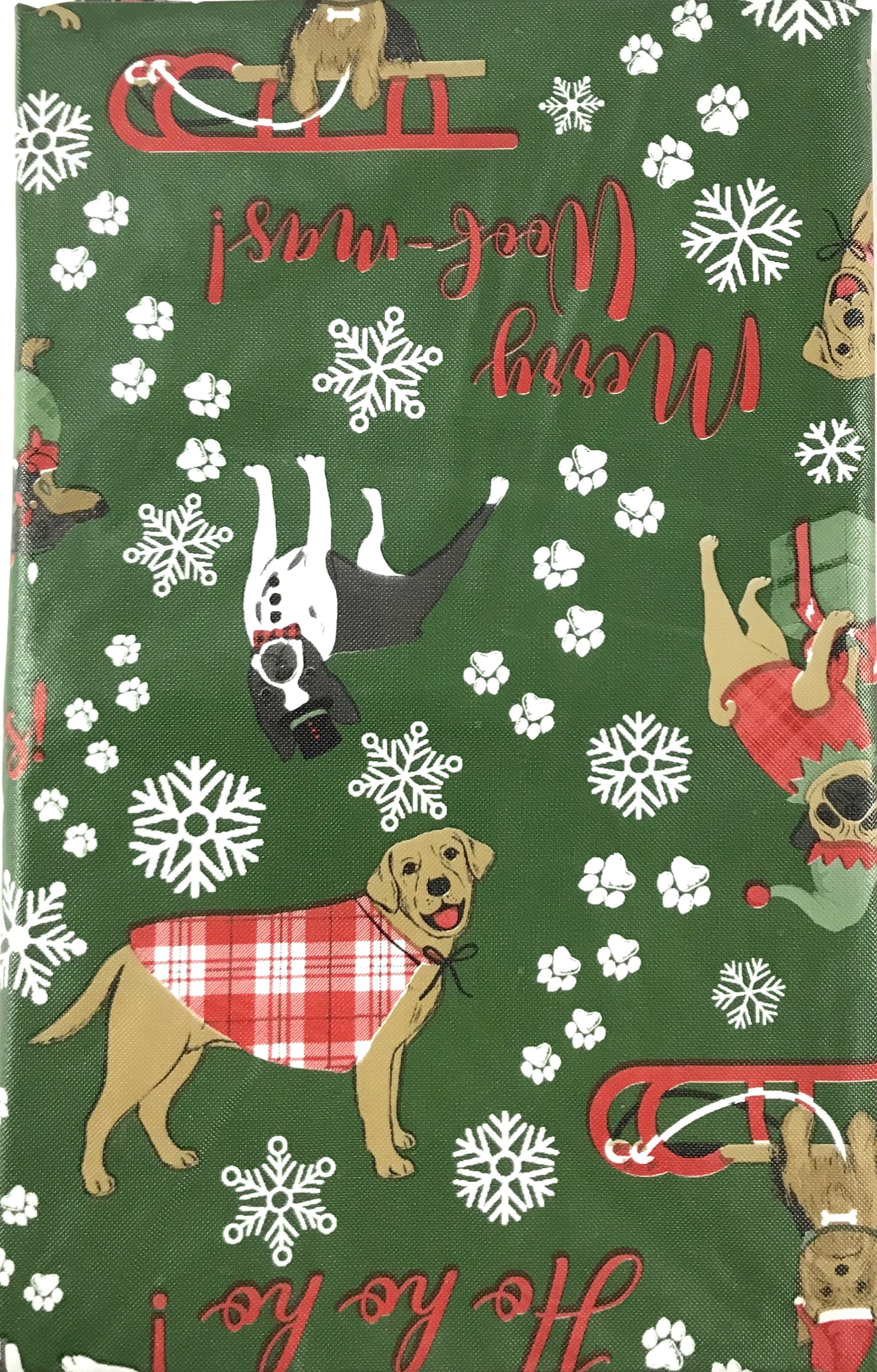 Holiday Time Dog Cat Holiday Christmas Round 70 Inch Vinyl Tablecloth 