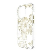 onn. White Metallic Floral Phone Case for iPhone 14 Pro