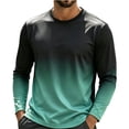 thumbnail image 3 of Bovxnpu Mens Long Sleeve Athletic Workout Gym T-Shirt Gradient Quickly Dry T Shirt Crew Neck Athletic Tops, 3 of 6