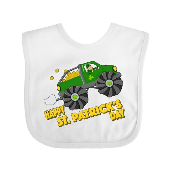 Inktastic Happy St. Patrick's Day Monster Truck with Leprechaun Boys or Girls Baby Bib