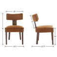 thumbnail image 5 of Guyou Dining Chairs Set of 2, Mid-Century Modern Velvet Upholstered Kitchen Chairs with Curved Backrest, Wooden Side Chairs for Dining Kitchen Living Room Bedroom, Brown, 5 of 12