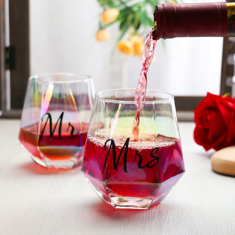 Mrs and Mrs Travel Wine Glasses