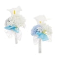 thumbnail image 4 of Hecho Novio Seda Ramillete Fantasía Boutonnieres Mejor Hombre Boda de Baile Flores Gris, 4 of 9