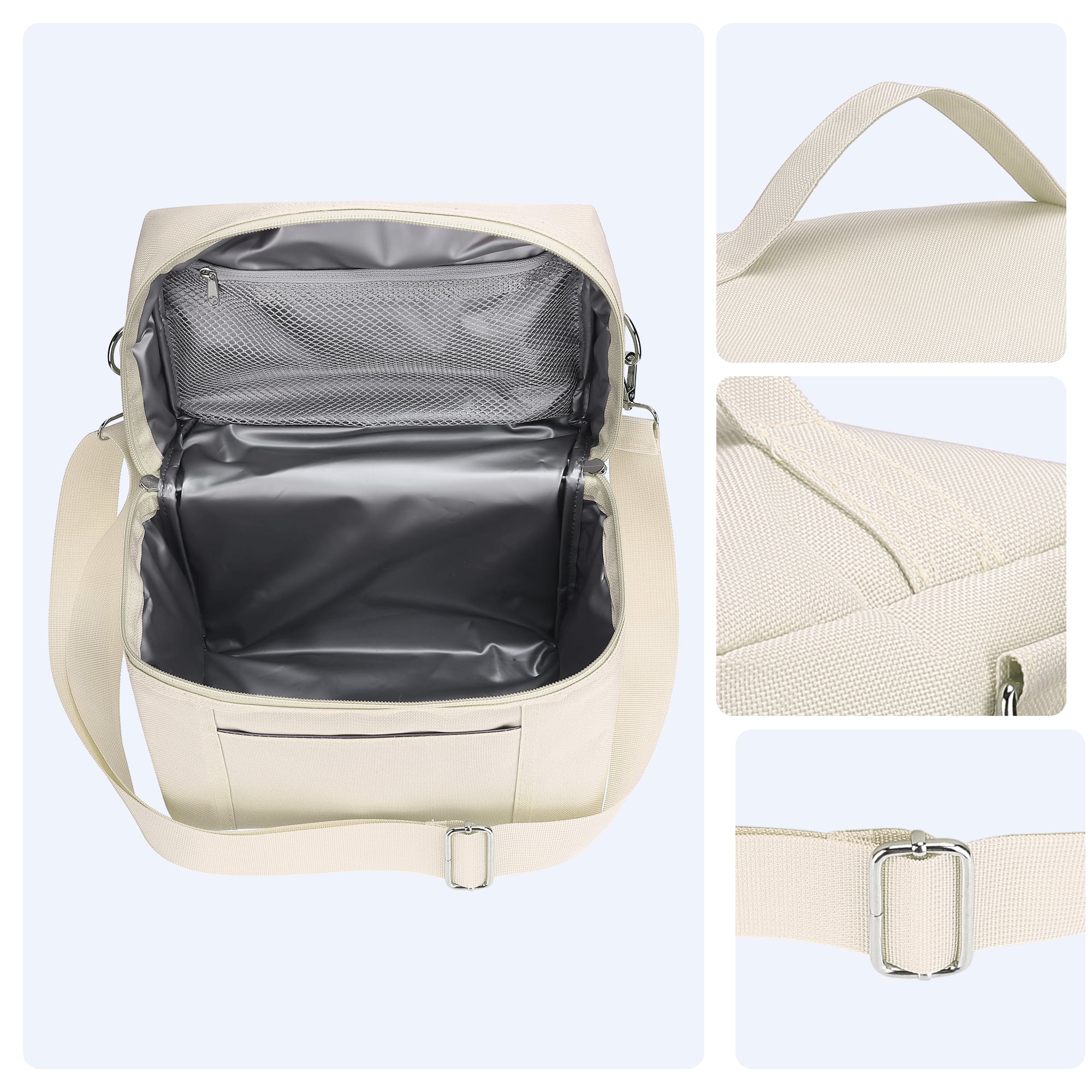 Unique Bargains Insulated Leakproof Lunch Bag for Work, Beach Beige