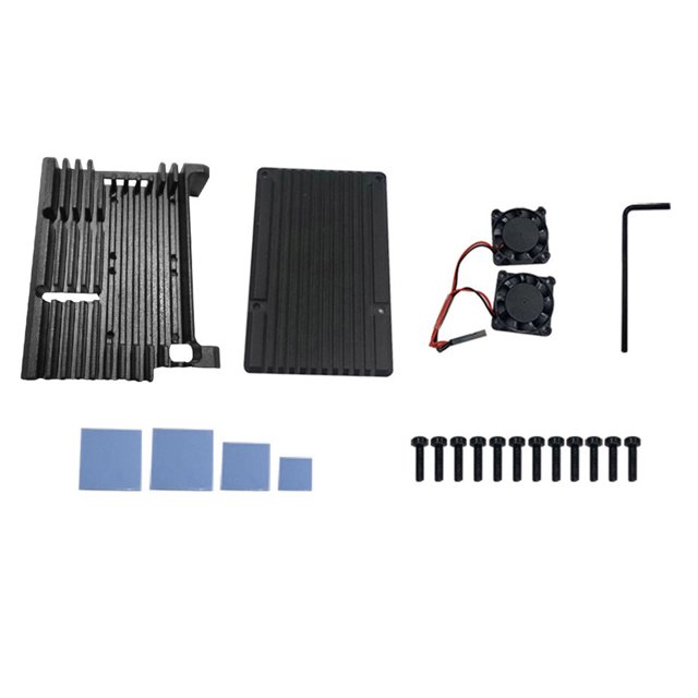 Carcasa de aluminio para refrigeración por calor para Raspberry Pi 4 con llave hexagonal para ventilador de refrigeración AweSitey EL2303-02B