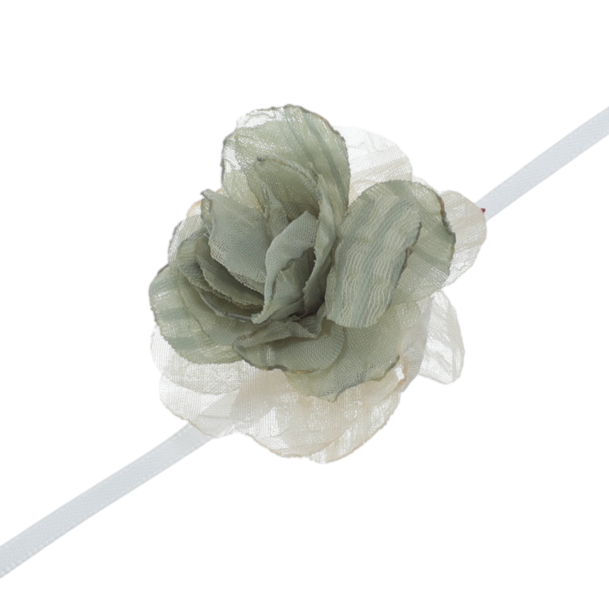 Unique Bargains Stylish Flowers Choker Necklace Green, Beige
